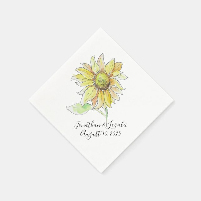 Servilleta De Papel Personalizar sus servilletas boda Girasol (Borde)