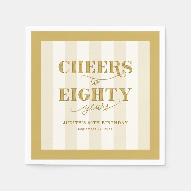 Servilleta De Papel Personalized 80th Birthday Party Paper Napkin (Anverso)