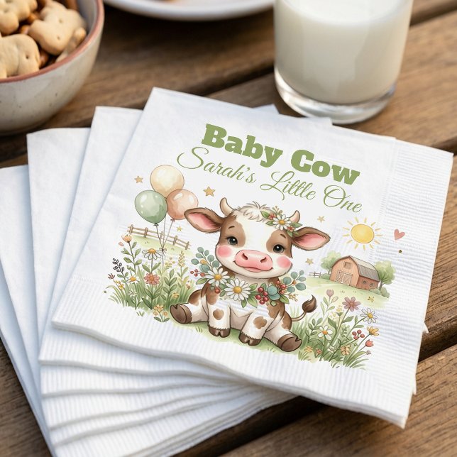 Servilleta De Papel Personalized Baby Cow Baby Shower Invitation Sign (Subido por el creador)