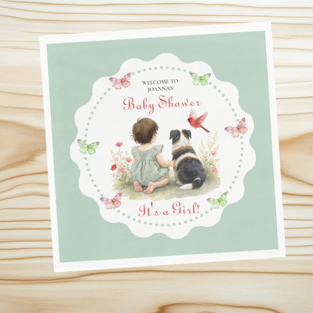 Servilleta De Papel Personalized Baby Girl and her Puppy Baby Shower  (Subido por el creador)