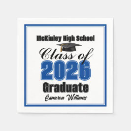 Servilleta De Papel Personalized Blue Class of 2026 Graduation Party