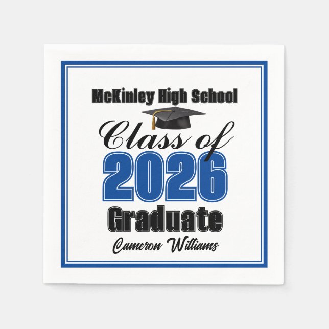 Servilleta De Papel Personalized Blue Class of 2026 Graduation Party (Anverso)