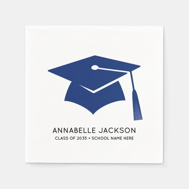 Servilleta De Papel Personalized Blue Graduation (Anverso)