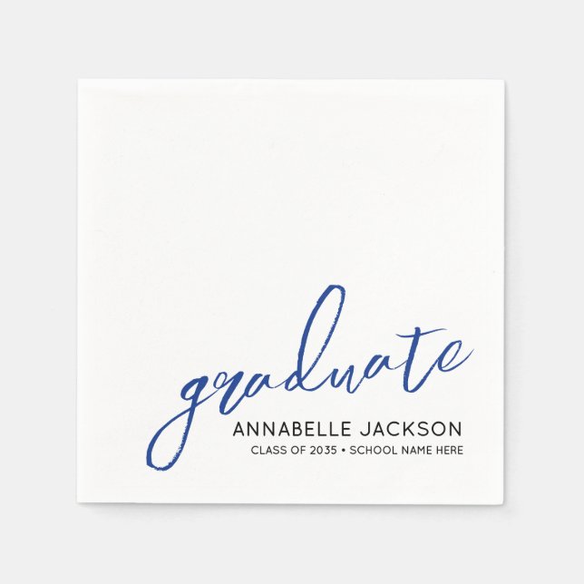 Servilleta De Papel Personalized Blue Graduation Napkins (Anverso)