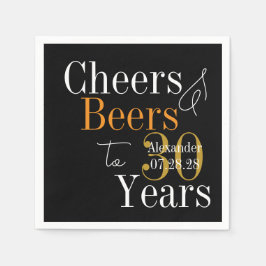 Servilleta De Papel Personalized Cheers and Beers 30th Birthday Party