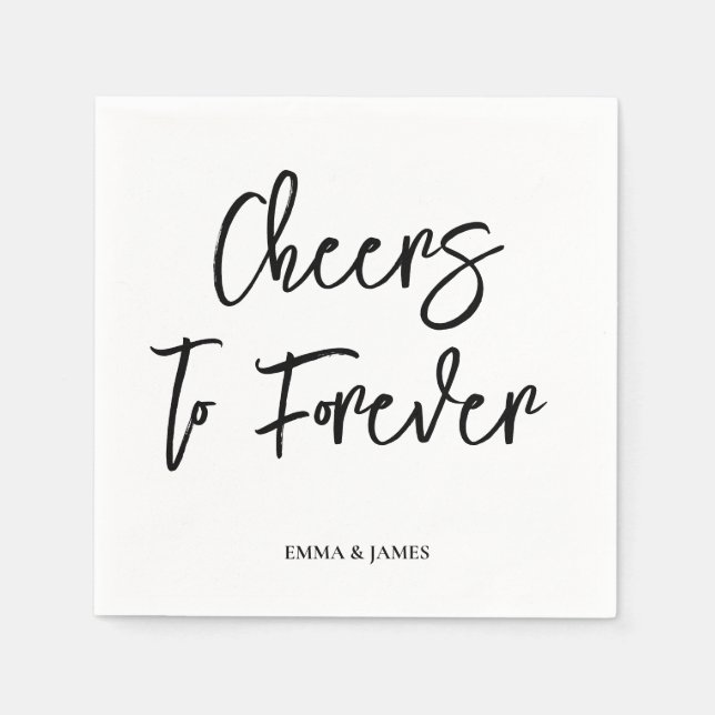 Servilleta De Papel Personalized Cheers Wedding Rustic Hand lettering (Anverso)
