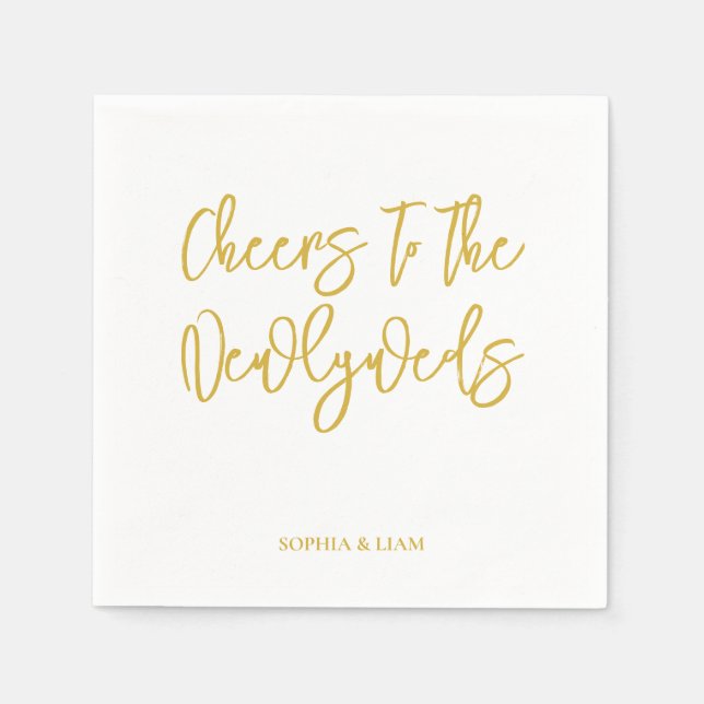 Servilleta De Papel Personalized Cheers Wedding Rustic Hand lettering (Anverso)
