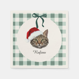 Servilleta De Papel Personalized Christmas Cat Napkins – Set of 50
