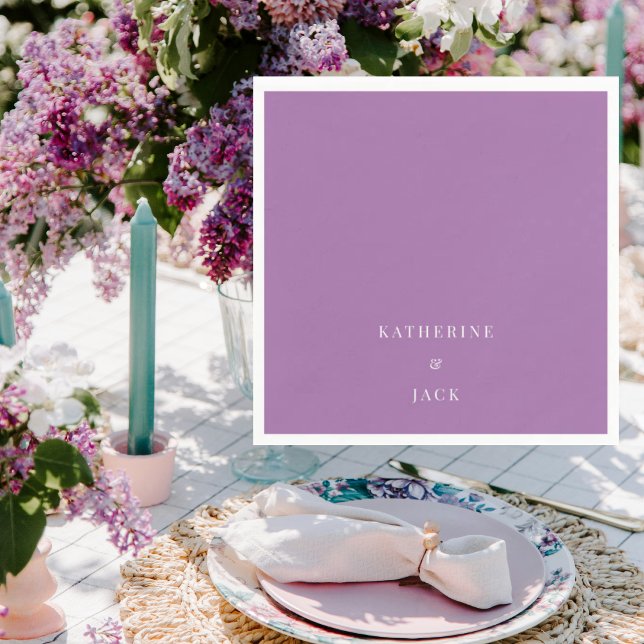 Servilleta De Papel Personalized Dark Lavender Wedding Cocktail (Subido por el creador)