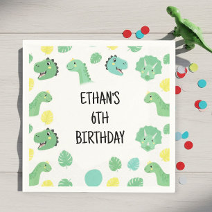 Servilleta De Papel Personalized Dinosaur Birthday Napkins Trendy