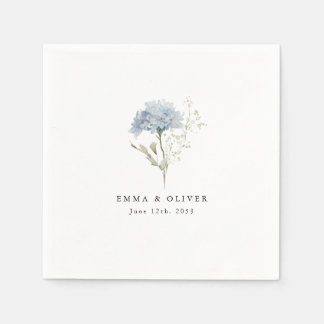 Servilleta De Papel Personalized Dusty Blue Watercolor Wedding Napkins