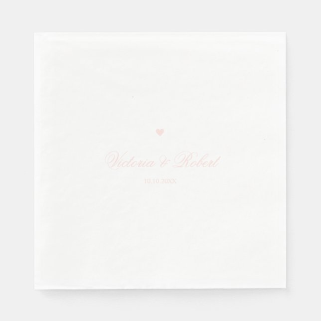 Servilleta De Papel Personalized Elegant Script Pink Heart (Anverso)