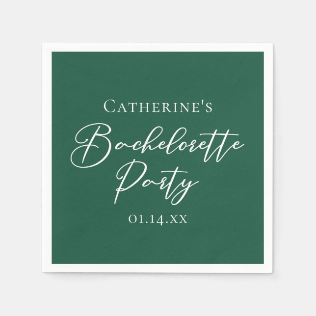 Servilleta De Papel Personalized Emerald Green Bachelorette Party (Anverso)