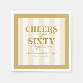 Servilleta De Papel Personalized Gold 60th Birthday Party Paper Napkin