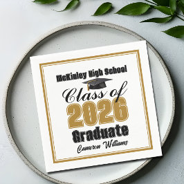 Servilleta De Papel Personalized Gold Class of 2026 Graduation Party
