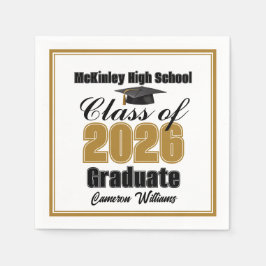 Servilleta De Papel Personalized Gold Class of 2026 Graduation Party