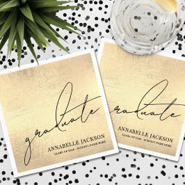 Servilleta De Papel Personalized Gold Graduation