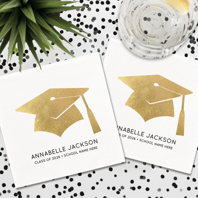 Servilleta De Papel Personalized Gold Graduation (Personalized Gold Graduation Napkins)