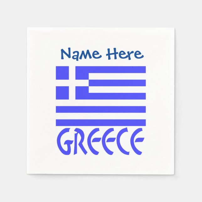 Servilleta De Papel Personalized Greece Flag Name Paper (Anverso)
