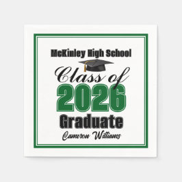 Servilleta De Papel Personalized Green Class of 2026 Graduation Party