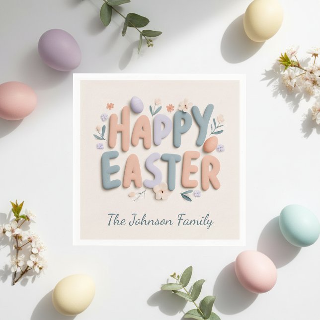 Servilleta De Papel Personalized Happy Easter Family Napkins (Subido por el creador)