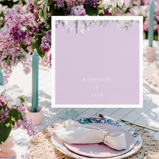 Servilleta De Papel Personalized Lavender Foliage Wedding Cocktail (Subido por el creador)
