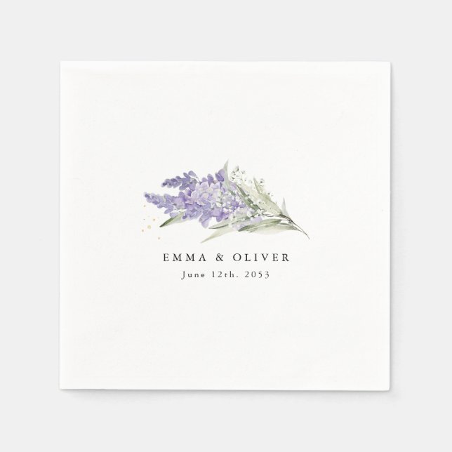 Servilleta De Papel Personalized Lavender & Sage Green Floral Wedding (Anverso)