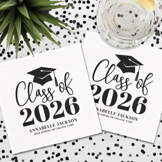 Servilleta De Papel Personalized Minimalist Graduation (Personalized Minimalist Graduation Napkins)