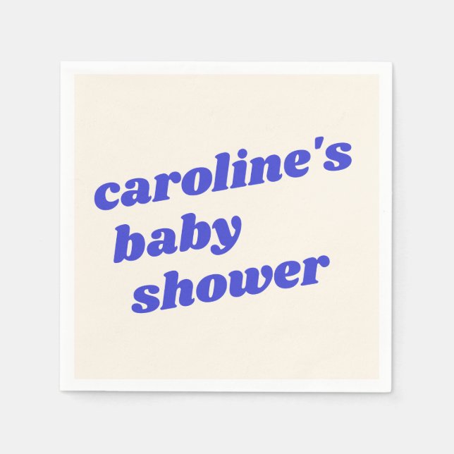 Servilleta De Papel Personalized Modern Blue Retro Baby Boy Shower  (Anverso)