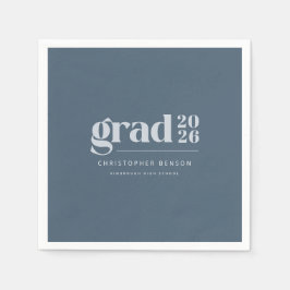 Servilleta De Papel Personalized Modern Slate Blue 2026 Graduation