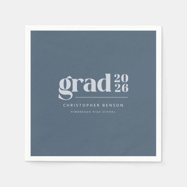 Servilleta De Papel Personalized Modern Slate Blue 2026 Graduation (Anverso)