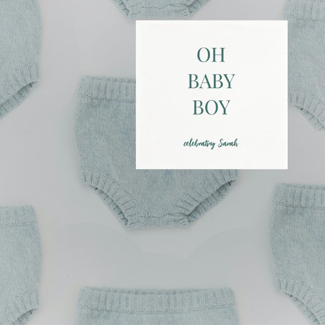 Servilleta De Papel Personalized Moody Blue-Green Baby Boy Shower (Subido por el creador)