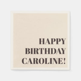Servilleta De Papel Personalized Name Bold Brown Cream Birthday Party