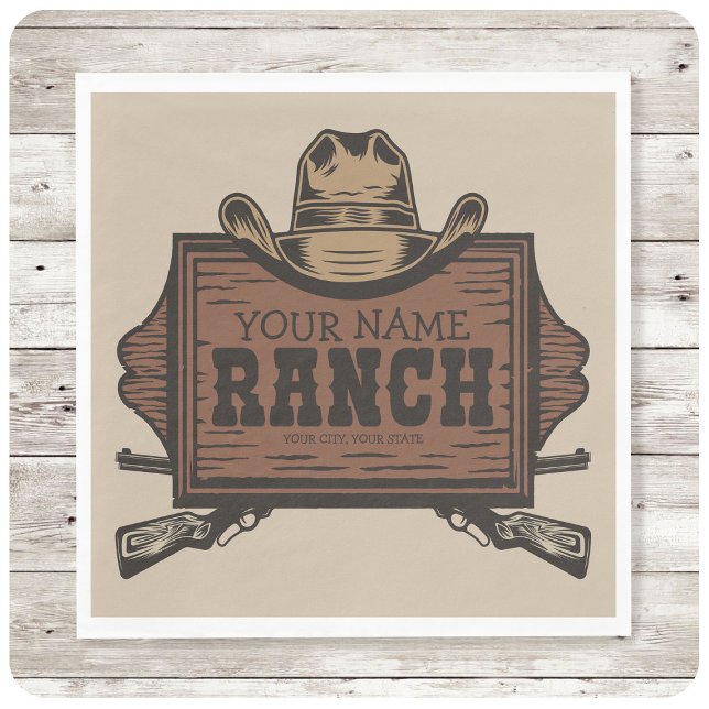 Servilleta De Papel Personalized NAME Cowboy Guns Western Ranch Sign (Subido por el creador)