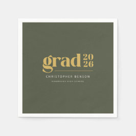 Servilleta De Papel Personalized Olive Green Gold 2026 Graduation
