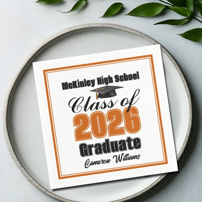 Servilleta De Papel Personalized Orange Class of 2026 Graduation Party (Subido por el creador)
