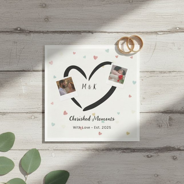Servilleta De Papel  Personalized Paper Napkins with  Two Photos, Name (Subido por el creador)