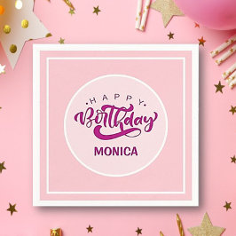 Servilleta De Papel Personalized Pink Birthday Party