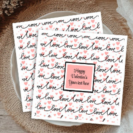 Servilleta De Papel Personalized Pink Black Hearts Sketch Valentine 
