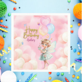 Servilleta De Papel Personalized Pink & Blue Fairy Party Paper Napkin