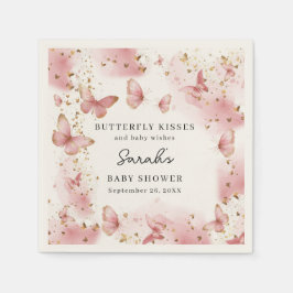 Servilleta De Papel Personalized Pink Butterfly Baby Shower Napkins