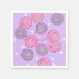 Servilleta De Papel Personalized Pink Purple Floral Birthday Napkins