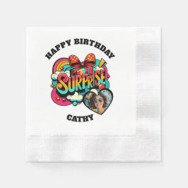 Servilleta De Papel Personalized Pop Art Retro Birthday Photo