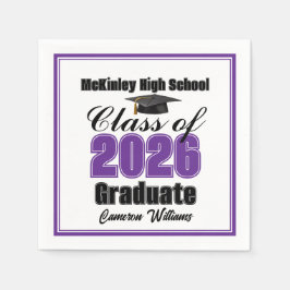 Servilleta De Papel Personalized Purple Class of 2026 Graduation Party