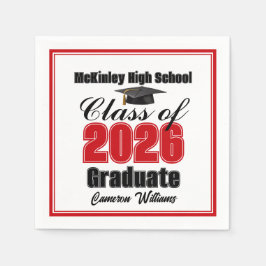 Servilleta De Papel Personalized Red Class of 2026 Graduation Party