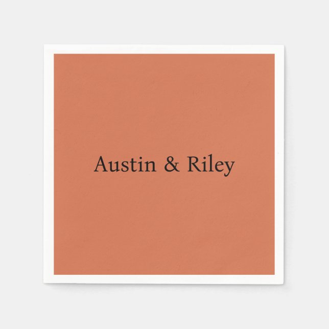 Servilleta De Papel Personalized Rustic Terracotta Wedding Napkins (Anverso)