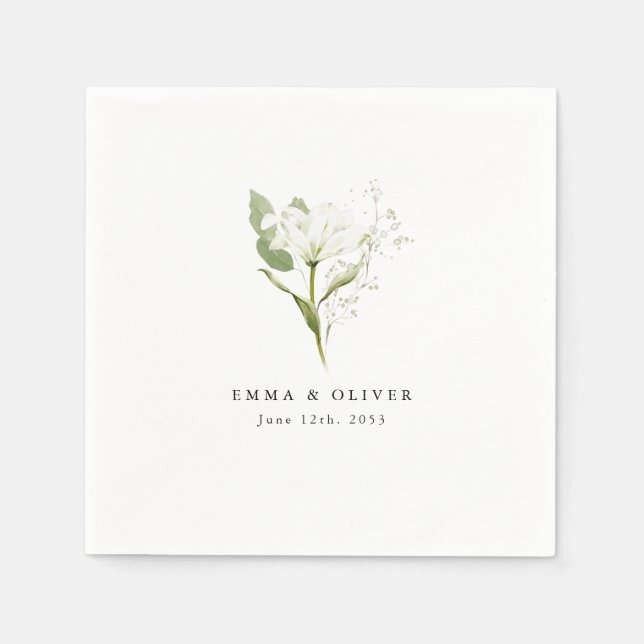 Servilleta De Papel Personalized Sage Green Organic Greenery Wedding (Anverso)