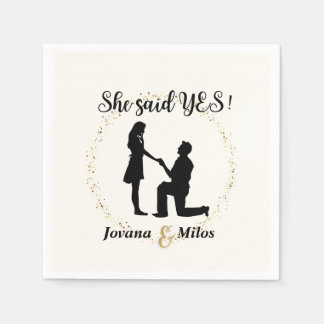 Servilleta De Papel Personalized She said Yes Engagement Plate 