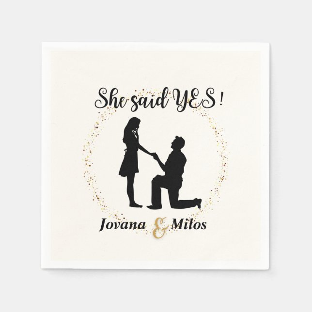 Servilleta De Papel Personalized She said Yes Engagement Plate  (Anverso)