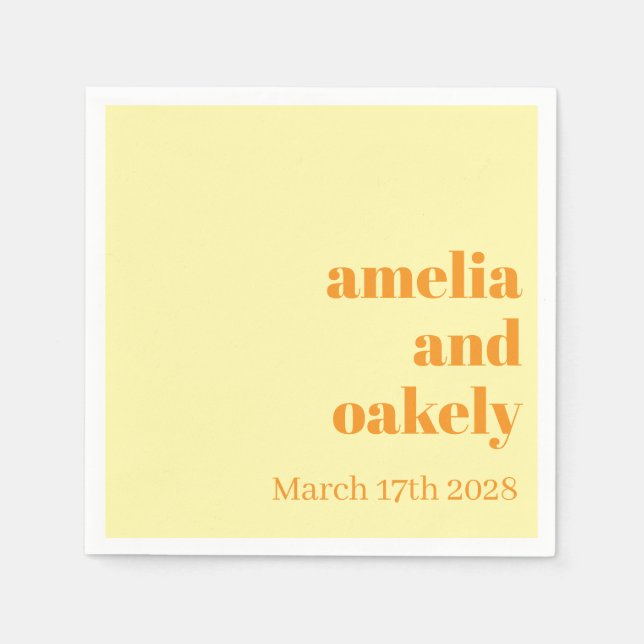 Servilleta De Papel Personalized Simple Modern Minimal Mono Wedding  (Anverso)